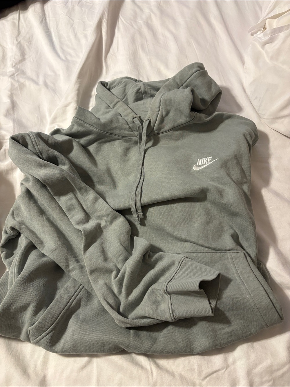 Nike Sage Green Pullover Hoodie with White Swoosh